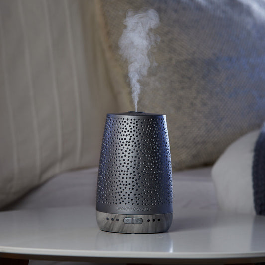 Yankee Candles Silver Sleep Diffuser + Peaceful Dreams Fragrance