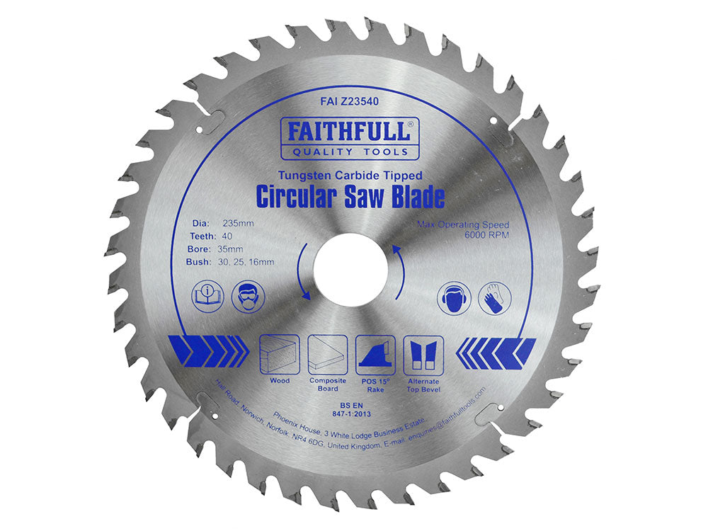 Faithfull TCT Circular Saw Blade 254mm x 30mm x 40T