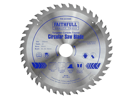 Faithfull TCT Circular Saw Blade 254mm x 30mm x 40T