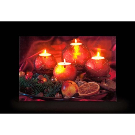 Premier Canvas 30 x 40cm 4 LEDs Candle & Fruit